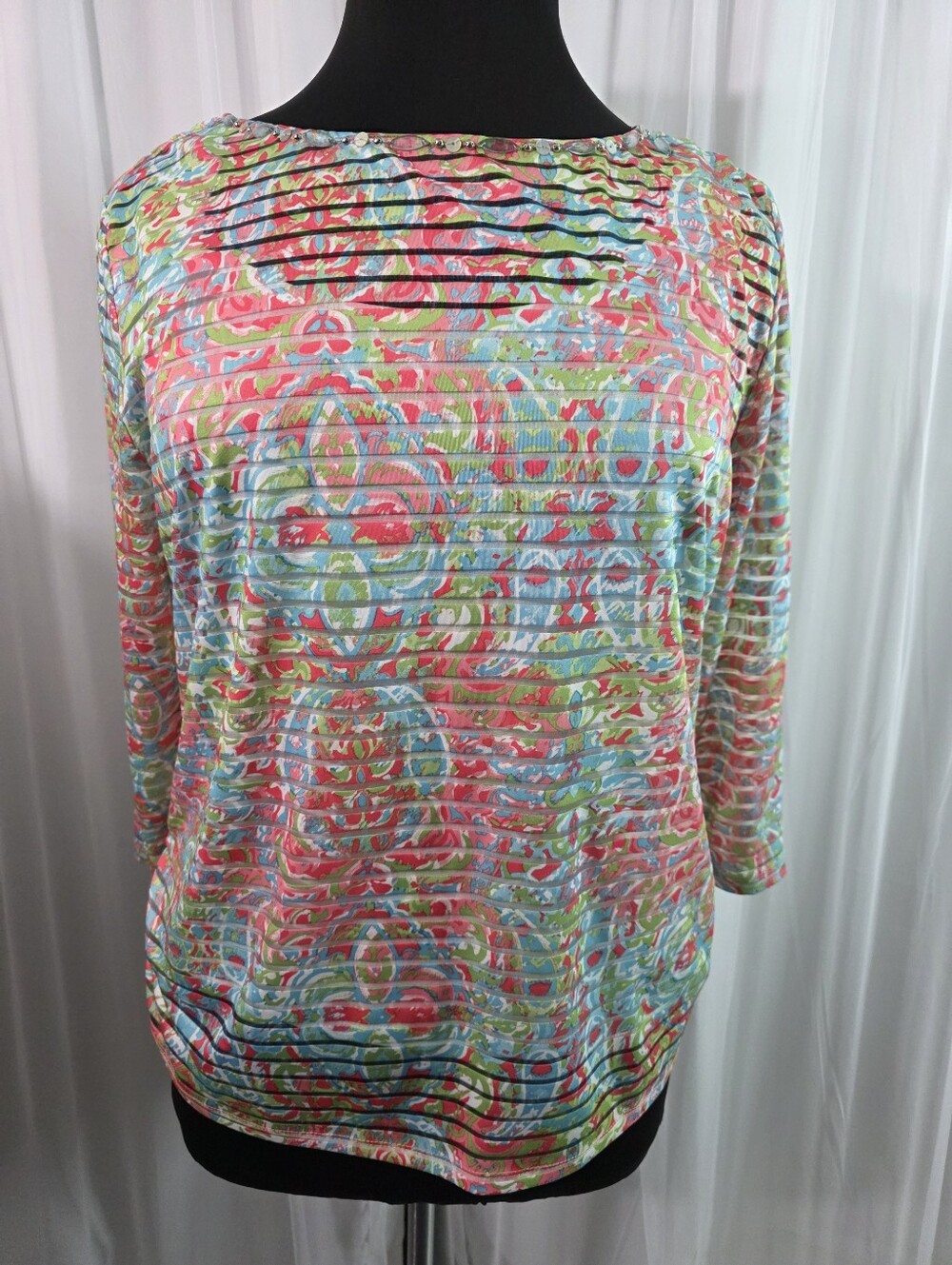 Ruby Rd. Tunic Long Sleeve Top Multicolor Size:XL